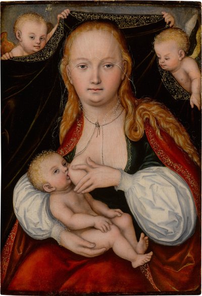 Madonna z Dzieciątkiem i aniołami autorstwa workshop of Lucas Cranach the Elder
