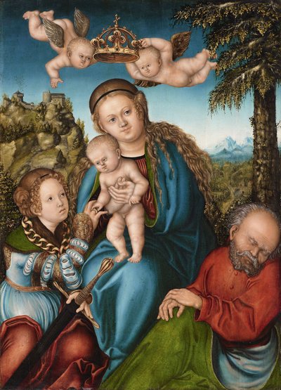 Mistyczne małżeństwo świętej Katarzyny autorstwa workshop of Lucas Cranach the Elder