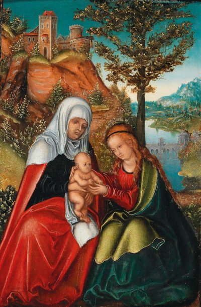 Dziewica z Dzieciątkiem i św. Anna autorstwa workshop of Lucas Cranach the Elder