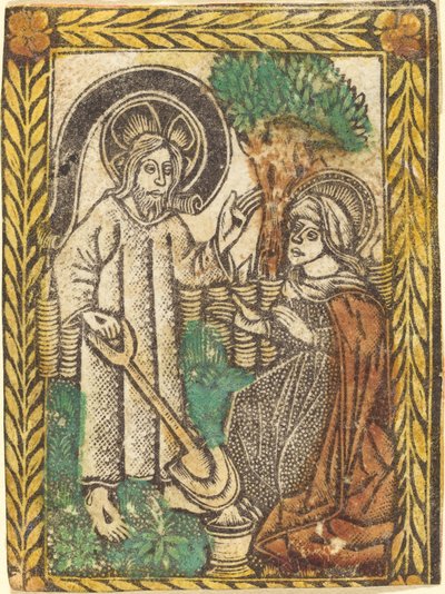 Chrystus ukazujący się Magdalenie jako Gardner autorstwa Workshop of Master of the Borders with