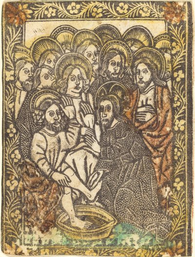 Chrystus obmywa stopy apostołom autorstwa Workshop of Master of the Borders with