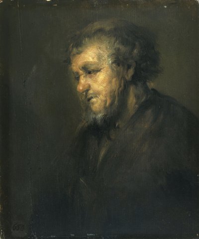 Studium starego człowieka z profilu autorstwa Workshop of Rembrandt