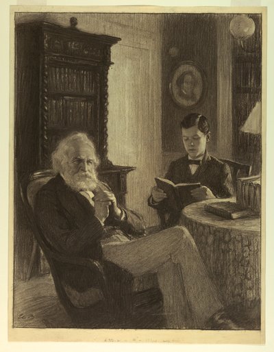 Longfellow w swoim gabinecie autorstwa Worth Brehm