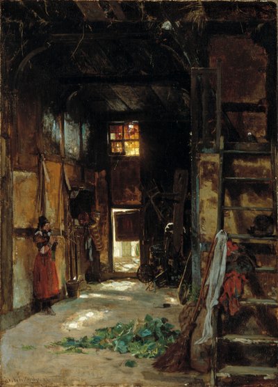 Wnętrze westfalskiej chaty autorstwa Worthington Whittredge