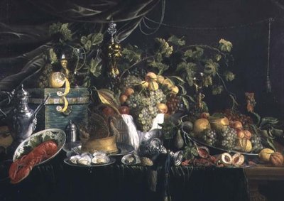 Martwa natura z owocami, bażantem i homarem autorstwa Wouter Mertens