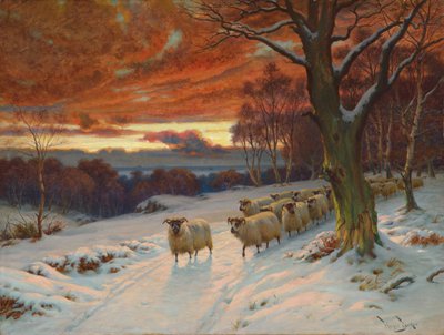 Zimowy wieczór (olej na płótnie) autorstwa Wright Barker