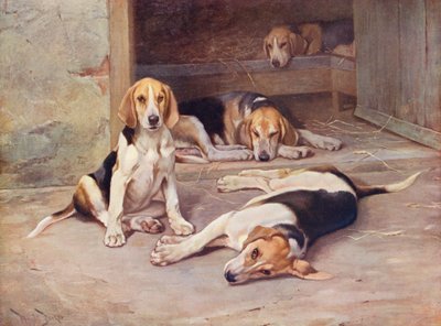 Dni szczeniaka (kolorowa litografia) autorstwa Wright Barker