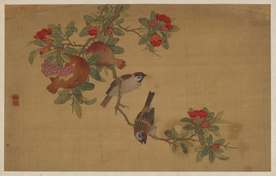 Ptaki, owoce i kwiaty, dynastia Qing, 1741. autorstwa Wu Zhang