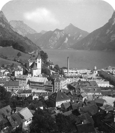 Ebensee i jezioro Traun, Salzkammergut, Austria, ok. 1900. autorstwa Wurthle and Sons