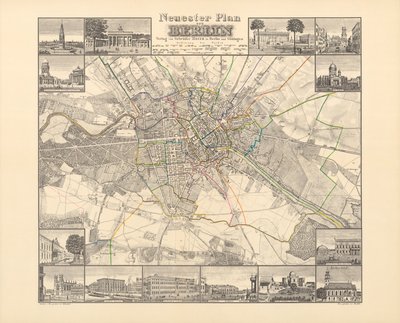 Historyczna mapa Berlina, wydana przez Verlag von Gebrueder Rocca, Berlin 1838 autorstwa W.v. Moellendorf