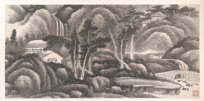 Pejzaże z dwunastu miesięcy, ok. 1685 (album z dwunastoma liśćmi malarskimi; tusz na papierze) autorstwa Xian Gong