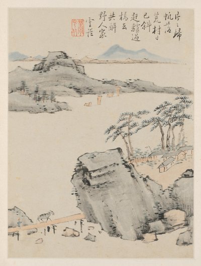 Album pejzaży sezonowych, karta C poprzednia karta 6, 1668. autorstwa Xiao Yuncong
