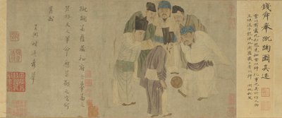 Cuju Scroll (Cesarz Taizu grający w cuju) (kolor na papierze) autorstwa Xuan Qian