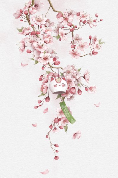 Dzwonek z kotkiem szczęścia Sakura autorstwa Xuan Thai