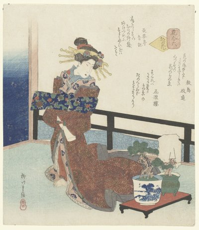 Numer sześć: Kwiat stolicy Sono roku - Miyako no hana (tytuł na obiekcie) Porównanie kwiatów (tytuł serii) Hana awase (tytuł serii na obiekcie) autorstwa Yanagawa Shigenobu (I)