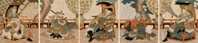 Pięciu Generałów Tygrysów z Opowieści z Wodnego Marginesu (Suikoden goko shogun)" autorstwa Yashima Gakutei