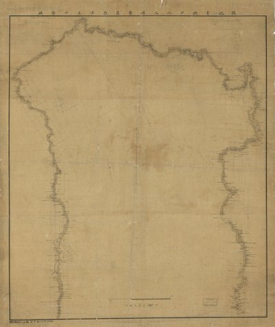 Relief pokazany liniami formularza. Zorientowany na północ w lewym górnym rogu. Dostępne również w witrynie internetowej Biblioteki Kongresu jako obraz rastrowy. xg19 2009-09-15 poprawione 100 pole 嶺 zastąpione w tytule; ponieważ znak 山 (na górze) 令 (na do autorstwa Yasuaki Oka