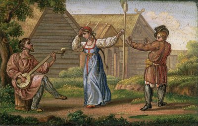 Taniec rosyjski, autor: Jegor Jakowlewicz Wekler (1800-61), ok. 1830 (mozaika) autorstwa Yegor Yakovlevich Vekler