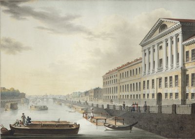 Widok na rzekę Fontankę z mostu Izmailovsky, 1820-1823 autorstwa Yermolai Ivanovich Yesakov