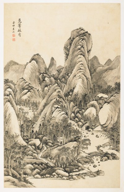 Magnificence of Overhanging Bluff, z albumu 12 liści autorstwa Yongxi Jin