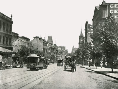 Collins Street, patrząc na zachód od Russell Street, Melbourne, Australia, 1895. autorstwa York and Son