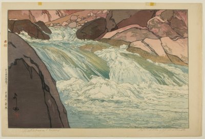 Potok rzeki Nakabusa autorstwa Yoshida Hiroshi