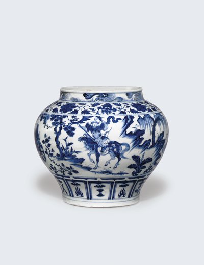 Wyjątkowo rzadki i ważny niebiesko-biały słoik Guan autorstwa Yuan Dynasty Chinese School