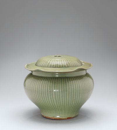 Słoik Longquan Seledynowy Żebrowany i Pokrywka autorstwa Yuan Dynasty Chinese School