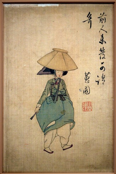Młoda kobieta. Obraz Shin Yunboka (ok. 1758-1813), tusz na papierze autorstwa Yunbok Shin