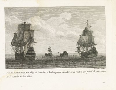 Einde van het gevecht van Jan Bart op 22 mei, 1689 Koniec walki z 22 maja 1689, gdzie Jean-Bart i Forbin, choć zdemaskowani, poddają się tylko wtedy, gdy mają pewność odwrotu swojej Floty (tytuł na obiekcie) Zbiór walk Jean-Bart, szefa Es autorstwa Yves Marie Le Gouaz