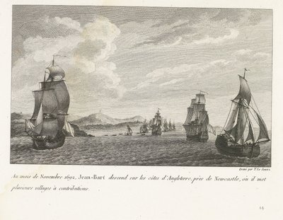Jan Bart voor de Engelse Kust bij Newcastle, 1692 W listopadzie 1692 Jean-Bart schodzi na wybrzeża Anglii, niedaleko Newcastle, gdzie wkłada kilka wiosek do kontrybucji (tytuł na obiekcie) Kompilacja walk Jean-Barta, szefa skrzydła so autorstwa Yves Marie Le Gouaz