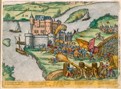 Oblężenie Louvain i bohaterstwo Harmana Reutera przeciwko siłom hiszpańskim, 1571 autorstwa Zacharias Dolendo