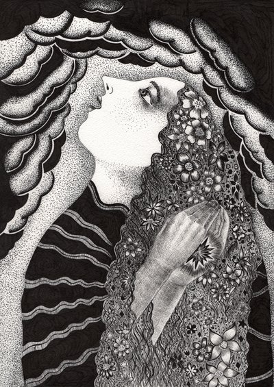 Gwiazda, 2018 (rysunek tuszem na papierze) autorstwa Sabina Nedelcheva-Williams