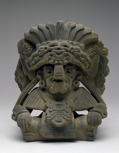 Urna z siedzącym przodkiem, 600-900 n.e. (ceramiczna z poślizgiem) autorstwa Zapotec Zapotec