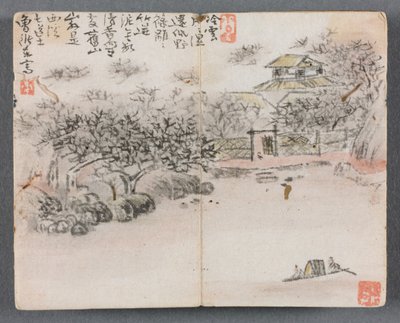 Album miniatur z postaciami i pejzażem z dwoma wioślarzami, 1822. autorstwa Zeng Yangdong