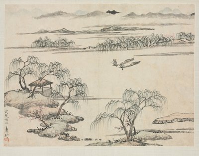 Album krajobrazowy w różnych stylach: Strumień Wuling, 1684. autorstwa Zha Shibiao