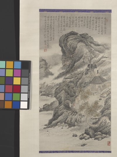 Moonlight Walk In Shadowed Woods (tusz i kolor na papierze) autorstwa Zhang Feng