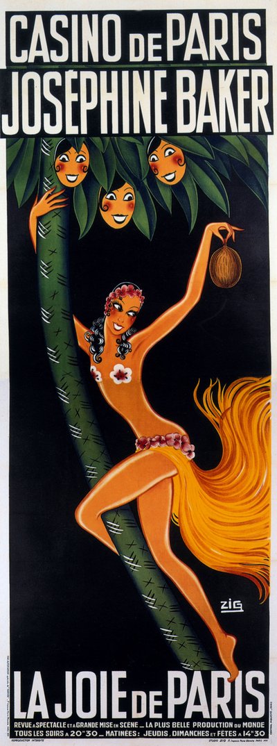 Plakat do spektaklu „La joie de Paris” z Josephine Baker 1930 autorstwa Zig (1900-1936)