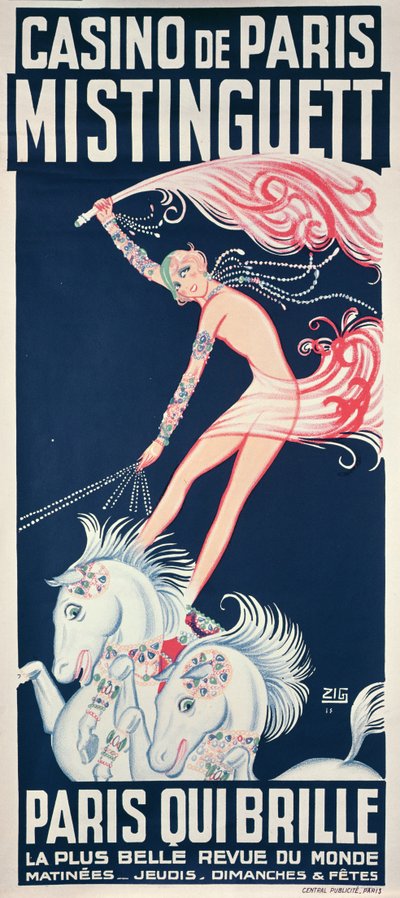 Plakat reklamujący Mistinguett (1875-1956) w Casino de Paris autorstwa Zig