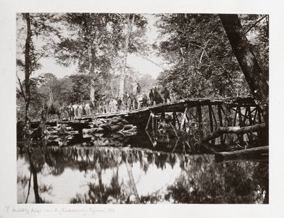 Most wojskowy nad Chickahominy, Wirginia, USA, ok. 1862 r. autorstwa Ferdinand Georg Waldmuller