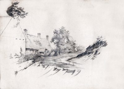 Dom kryty strzechą w środkowej Francji. ok. 1850 (Rysunek) autorstwa . .
