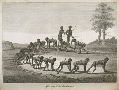 Aborygeni imitujący psy, Australia autorstwa Frederick (attr. to) Barnard