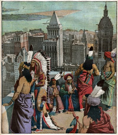 Amerindiens pieds noirs w Nowym Jorku. Indianie z czarnymi stopami w Nowym Jorku. autorstwa Ferdinand Georg Waldmuller