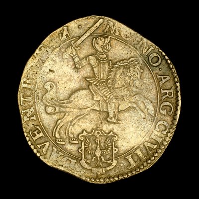 Starożytna moneta przedstawiająca rycerza na koniu (zdjęcie) autorstwa Hippolyte Lalaise Devéria