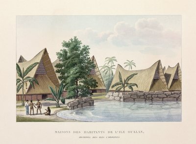 Domy architektury na Oualan, Wyspy Karoliny autorstwa Frederick (attr. to) Barnard