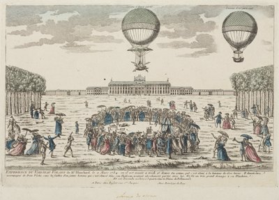 Pierwsze wejście Blancharda balonem, 2 marca 1784 autorstwa Frederick (attr. to) Barnard