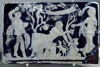Kamea przedstawiająca toaletę Wenus, ze sługą i Dionizosem (szkło) autorstwa Hippolyte Lalaise Devéria