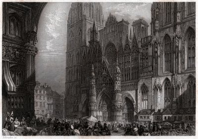 Cathedrale de Rouen, ok. 1850 (rycina) autorstwa . .