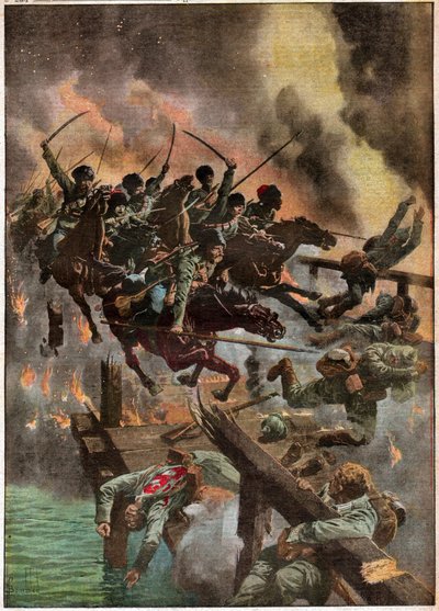 Charge de cosaques russes. Atak rosyjskich kozaków. autorstwa Ferdinand Georg Waldmuller