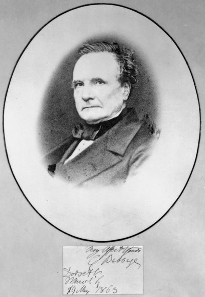Charles Babbage, brytyjski matematyk i pionier informatyki autorstwa Ferdinand Georg Waldmuller